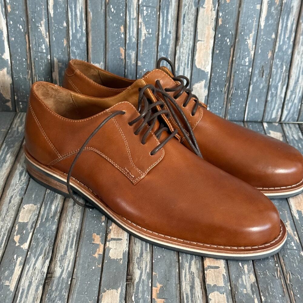 Helm Evans Derby Shores Mens 13 Brown Whiskey Leather Business Cap Toe NEW